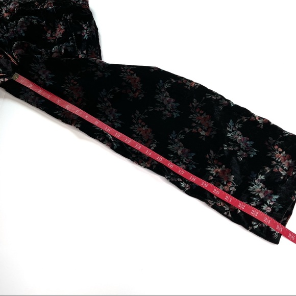 Zara Floral Velvet Black Pull On Trouser Pants Small - Picture 12 of 12